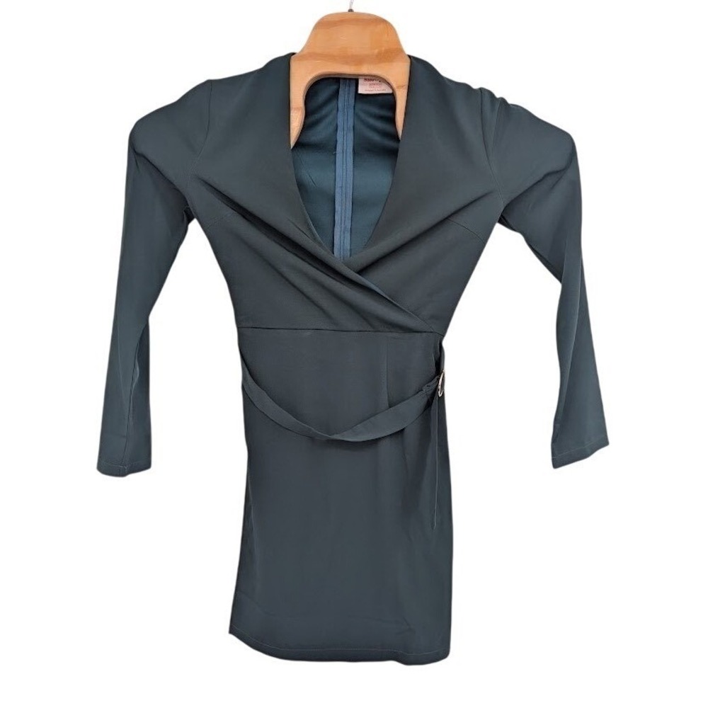 Showpo Zyla Mini Dress Black Long sleeve wrap belted Women's  sz 4‎